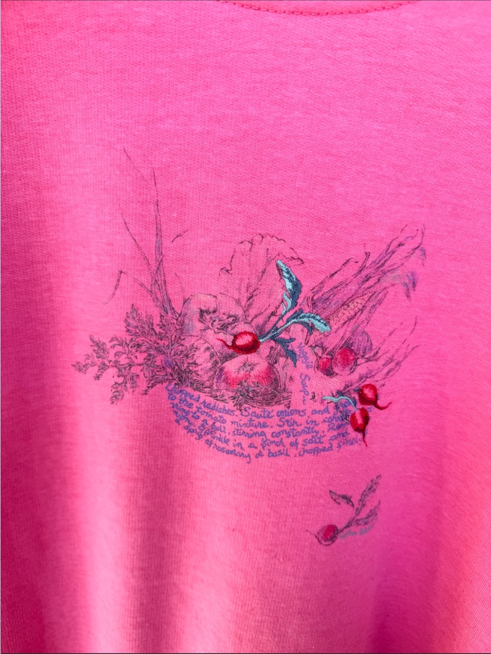 Vtg 90s Northern Reflections Veggie Soup Recipe Sweatshirt Embroidered Pink - Picture 2 of 12